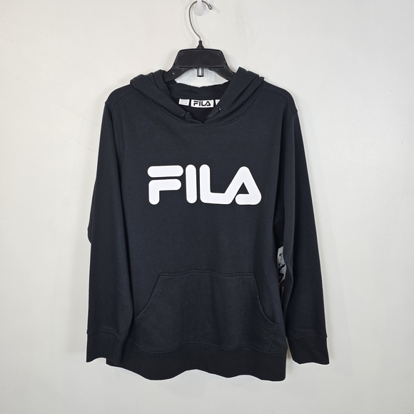 FILA Pullover Hoodie 1X Navy Fleece Logo Kangaroo Pocket - Picture 8 of 10